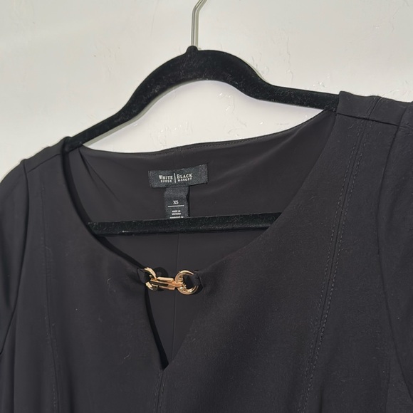 White House Black Market Black Mini Dress with Gold Accent - Picture 2 of 4